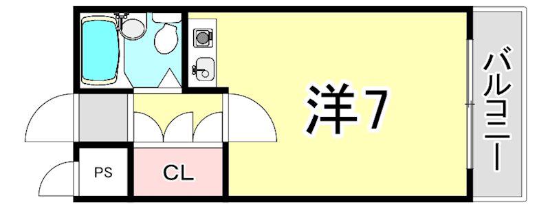 ユニテソリステ鳴尾(ワンルーム/3階)の間取り写真