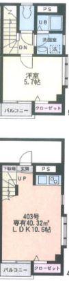 キャスル中野新橋(1LDK/4階)の間取り写真