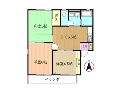 スカイコート峰(3DK/2階)の間取り写真