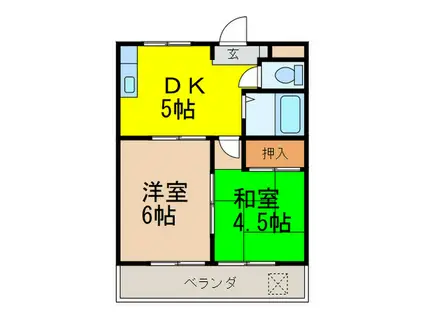 ハイム山本(2DK/2階)の間取り写真