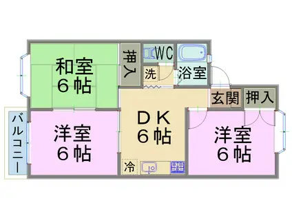 メゾン・ルミエール涌波NO.3(3DK/1階)の間取り写真