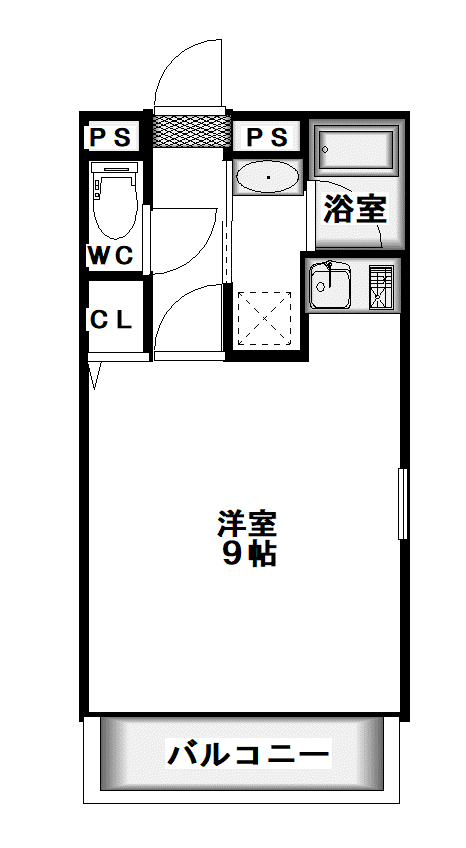 クレッシェンド(ワンルーム/4階)の間取り写真