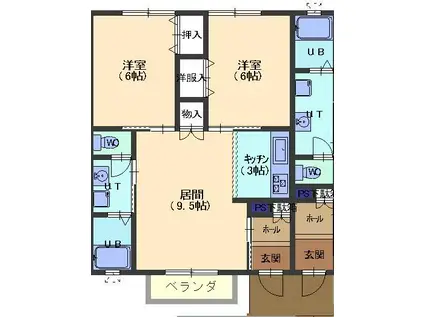 ピースフルハイム(2LDK/1階)の間取り写真