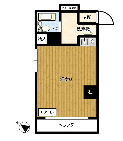 ウィング五井(1K/6階)の間取り写真