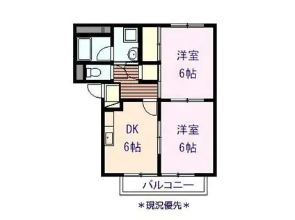 サープラスアベニール(2DK/1階)の間取り写真
