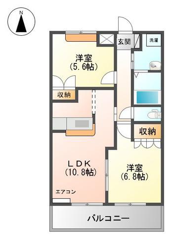 FELICE奥鳥井II番館(2LDK/1階)の間取り写真
