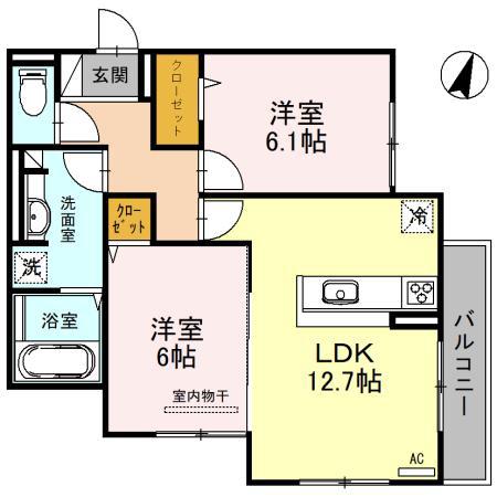 ハピネス三国ケ丘(2LDK/3階)の間取り写真