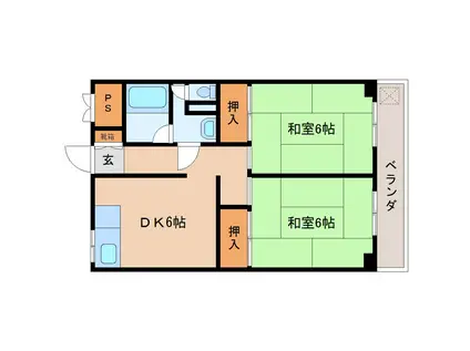 下村コーポIII(2DK/2階)の間取り写真