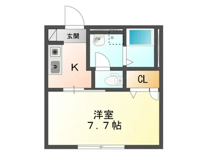 フィールドグリーン(1K/1階)の間取り写真