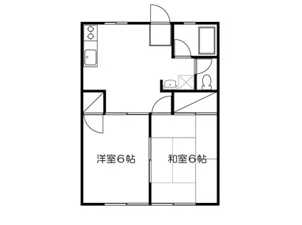 パールハイツ(2DK/1階)の間取り写真