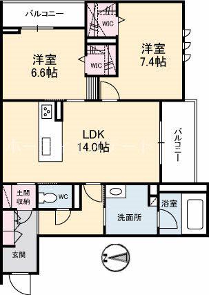 シャーメゾンステージ大島(2LDK/2階)の間取り写真