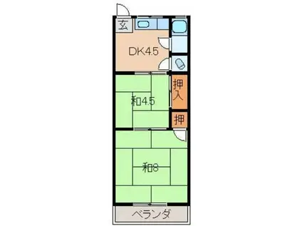 池尻マンション有本(2DK/3階)の間取り写真