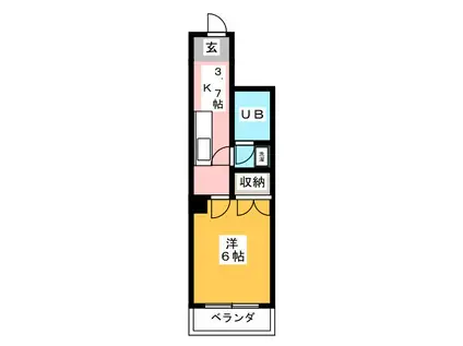 コーポ鶴石(ワンルーム/2階)の間取り写真