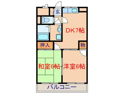 ゴールデンハウス小泉(2DK/2階)の間取り写真