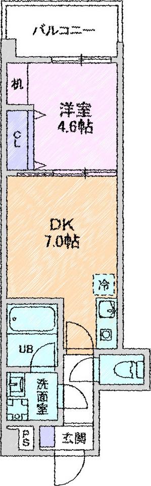 REGINA今津留(1DK/1階)の間取り写真