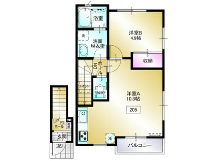 カーサデルマーレ(1LDK/2階)の間取り写真