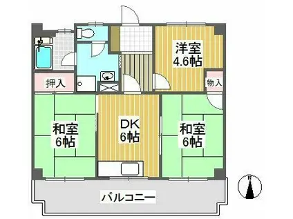 石神井台スカイハイツ(3DK/2階)の間取り写真