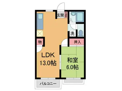聖成荘(1LDK/2階)の間取り写真