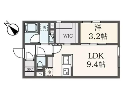 ASTILE幡ヶ谷(1LDK/2階)の間取り写真