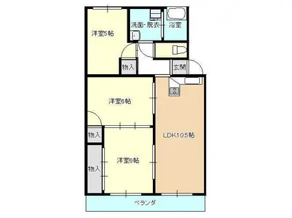 三和コーポ(3LDK/3階)の間取り写真
