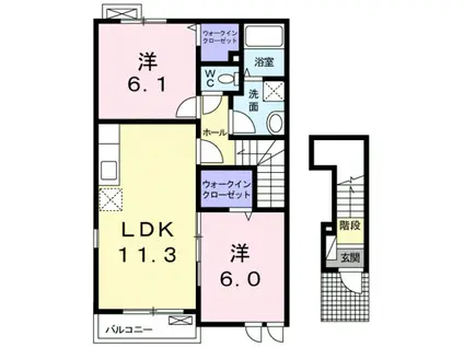 リバーサイド恵比寿(2LDK/2階)の間取り写真