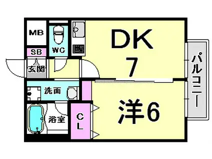 プリマベーラ神戸(1DK/3階)の間取り写真