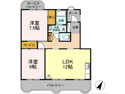 グレース雅(2LDK/1階)の間取り写真