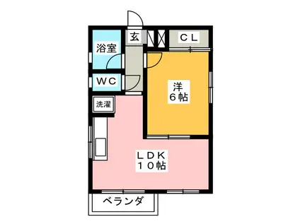 フラットピュア(1LDK/2階)の間取り写真