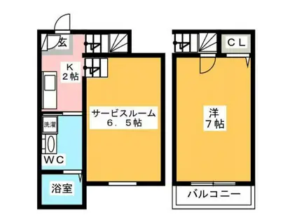 ハピネス美野島(1K/1階)の間取り写真