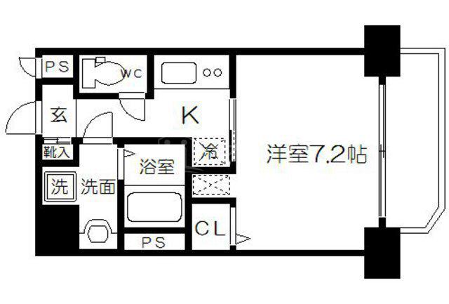 グレンパーク内本町(1K/9階)の間取り写真
