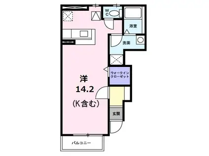 メゾン ヴェール B棟(ワンルーム/1階)の間取り写真