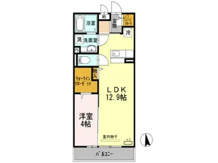 ラ・ヴィ・アン・フルール(1LDK/2階)の間取り写真