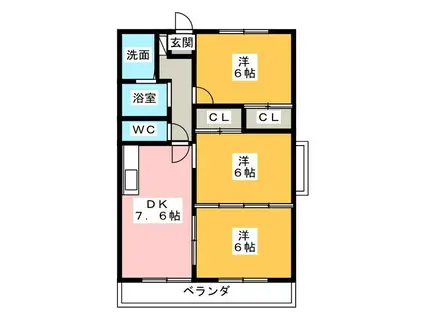 グランメール(3DK/2階)の間取り写真