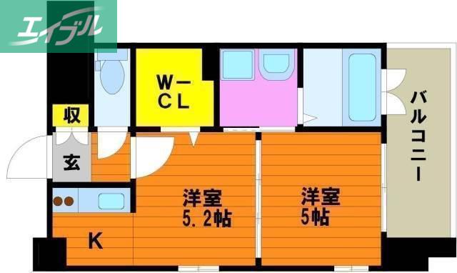 GREENTRAILPARK NISHIGAWA(2K/3階)の間取り写真