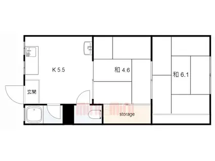 中川コーポI(2K/1階)の間取り写真