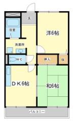 ロイヤルヒルズ北平野(2DK/4階)の間取り写真