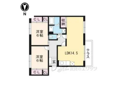 フローラ(2LDK/3階)の間取り写真