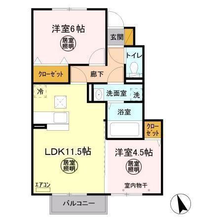 グランパルクB(2LDK/1階)の間取り写真