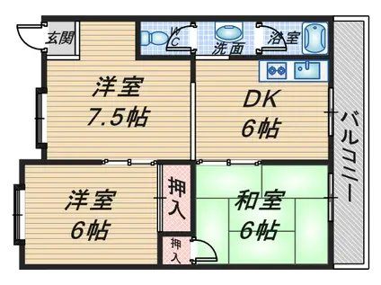 本町コーポ(3DK/3階)の間取り写真
