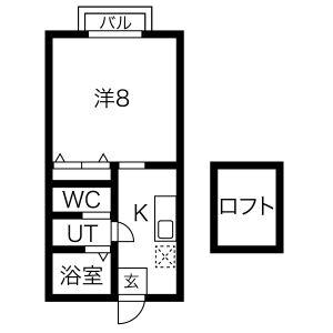 スイートヴィラ(1K/1階)の間取り写真