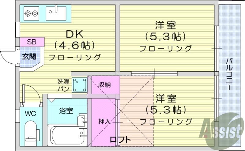 テディ福室(2DK/2階)の間取り写真
