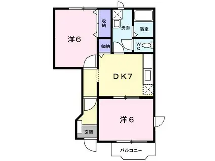 マノワール・ヴェールI(2DK/1階)の間取り写真
