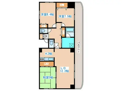 サンタの館医大前(3LDK/8階)の間取り写真