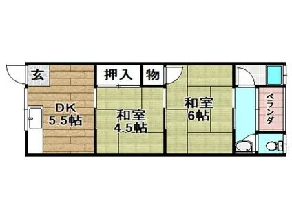 ハイバレーコーポ(2DK/2階)の間取り写真