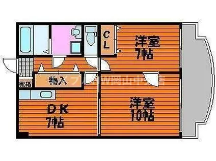 アークハイツ鹿田(2DK/12階)の間取り写真