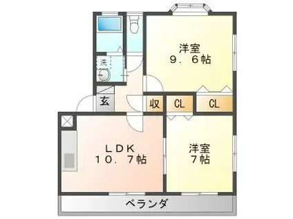 レディアンスS(2LDK/2階)の間取り写真