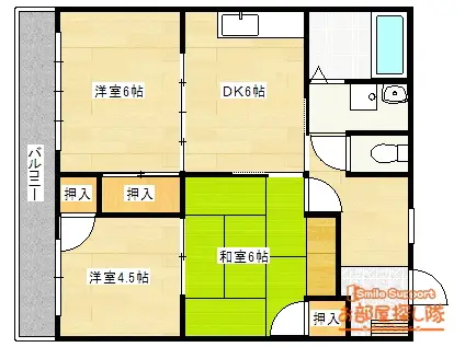 コーポルーブル(3DK/2階)の間取り写真