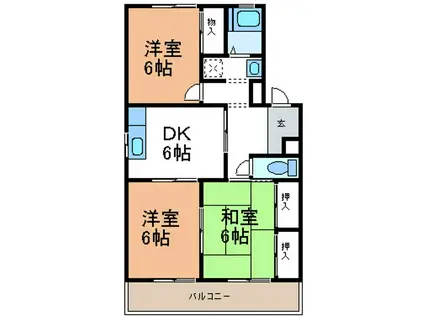 マンション杉(3DK/3階)の間取り写真