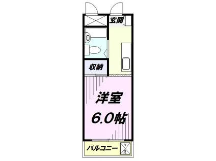 ビューラー三ヶ島I(1K/1階)の間取り写真