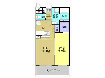 ラフィーネさつま(1LDK/1階)の間取り写真